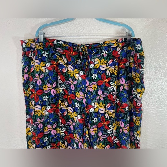 Eloquii Floral Wide Leg Relaxed Fit Pull On Pants Women’s 24 Colorful Coastal - Picture 2 of 11